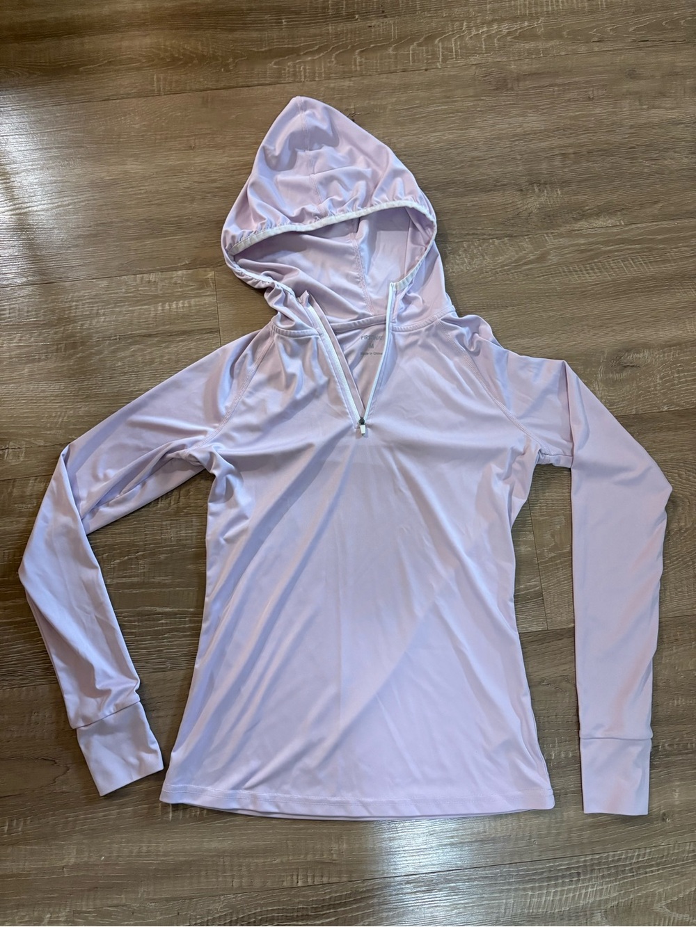Women's Light Pale Pink Long Sleeve Hooded Sunshirt